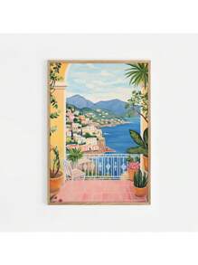 1 Stück Vintage Italien Reise Essen Spaghetti Kaffee Mittelmeerküste Landschaft Poster Leinwand Gemälde Wandbild Heimdekoration ohne Rahmen - Verschiedenfarbig - Übersicht 19