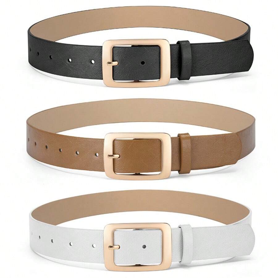 1 Peça Cinto De Pu Com Fivela De Metal Minimalista Feminino, Adequado Para Uso Diário E Combinação Com Várias Roupas