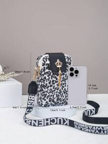 New Leopard Print Casual Fashion Tassel Letter Strap Decorated Cross-Body Purse Shoulder Bag