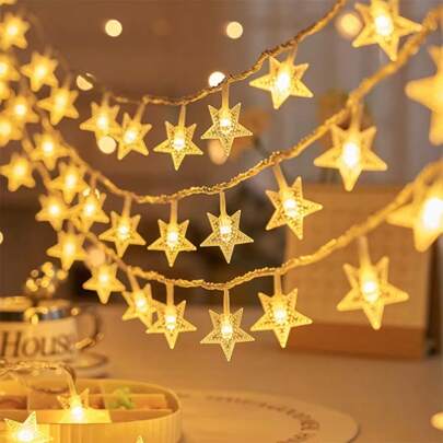 10/20 قطعة أضواء سلسلة نجمية LED، إكليل وامض، تعمل بالبطارية، أضواء عيد الميلاد، عطلة، حفلة عيد الميلاد، ديكور الزفاف، أضواء جنية