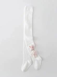 2 Peças Conjunto de Collants para Meninas, Leggings Finas de Primavera e Verão, Meias Infantis de Verão, Tela de Malha com Coelho Cartoon