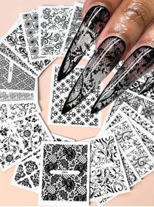 30PCS Flower Bronzing Nail Art Stickers, Self-Adhesive Nail Art Decals For, Nail Art Supplies For Women And Girls,30 Sheets European Style Flower Embossed 3D Nail Art Stickers & Decals(Black),Black Lace Foral Vine Relief Design Nail Art Stickers,Asymmetrical Geometric Shapes Glitter Embellishment,Spring And Summer Flower Nail Art Decorations For Women And Girls