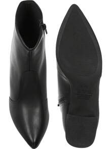 Bota Feminina GiGiL Bico Alongado Cano Curto Salto Bloco Médio Grosso Casual Clássica Elegante Confortável botas feminina elegant - Preto - Visão 4