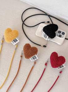 3D Heart-Shaped Mobile Phone Case Back Clip Lanyard, Can Be Crossed Diagonally And Hung Around The Neck, Removable, Adjustable Anti-Fall Mobile Phone Back Clip Lanyard, Universal Mobile Phone Case Gifts For Mother, Family, Friends, Birthday, Holiday Phone Charm, Phone Chain