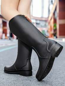 Fesd Ts British Style High Top Rain Boots For Women, Fashionable & Versatile Water Shoes, Anti-Slip Thick Sole Comfortable Rain Boots For Kitchen, Outdoor, Washing Car, Grocery Shopping, Camping