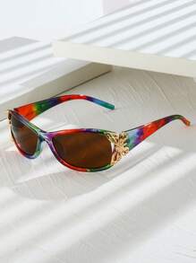 1 Stück unisex Schild Schmetterling modisch zweifarbige Y2K bunte Retro Straßenmode Modebrillen für Urlaub, Sommer Strand, Outdoor, Reisen - Verschiedenfarbig - Übersicht 20