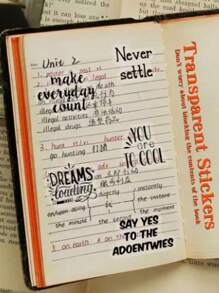 4 件励志单词和短语贴纸，适用于剪贴簿、励志语录贴纸、休闲俚语贴纸