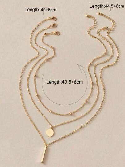 3pcs Round Pendant Necklace, Suitable For Everyday Wear