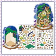 3pcs PET 2.5D Mini Diorama Decorative Sticker Set, Open Now Series, Suitable For Office, Home, Marking, Labels, Classroom, Toy, Student DIY Decor,School Supplies,Back To School - Multicolor - View 12