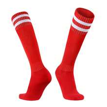 1 双男女通用运动毛巾底防滑袜，足球袜，小腿长度