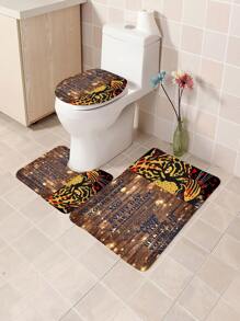 1pc/4pcs Lion Tiger Leopard Design Bathroom Decorative Waterproof Shower Curtain Set With 12 Hooks, Slip-Resistant Bathroom Mat, U-Shaped Toilet Mat And Round Toilet Lid Cover, Multi-Purpose Bathroom Set For All Scenes