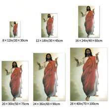 1 Pc African American Black Jesus Poster Picture Print Canvas Wall Art Home Child Room Decor Mural Poster Wooden Photo Frame, Ready To Hang, Canvas Print Painting Wall Art, Suitable For Home Corridor Bedroom Living Room Office Cafe Wall Decoration, Perfect Home Decoration Holiday Gift Decoration - 彩色 - 查看 8