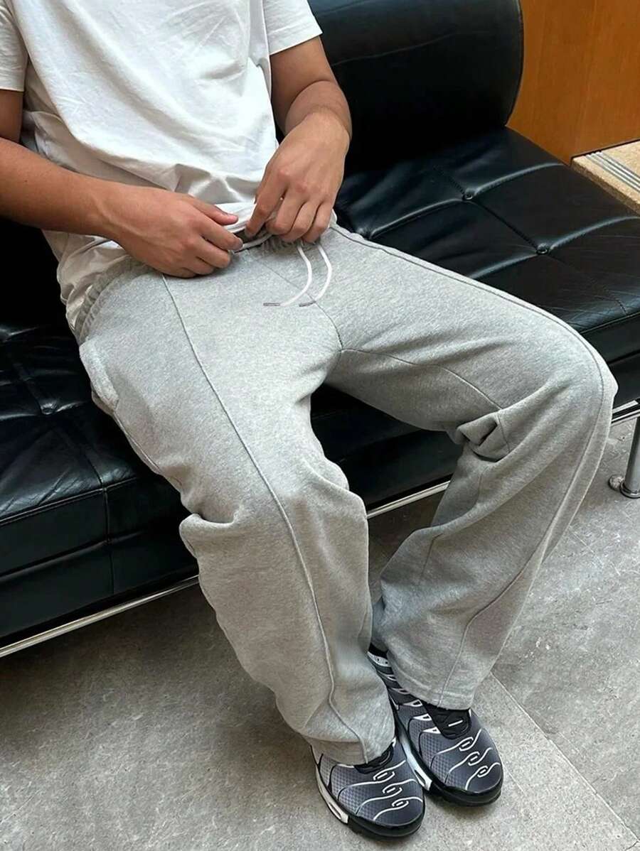 男士休闲印花时尚百搭运动裤，简约纯色直筒裤，秋季