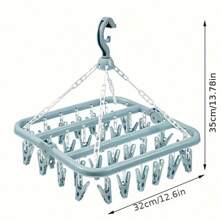 Thickened 32 Clips Multi-Clips Drying Clip Drying Rack Hanger Multipurpose Plastic Clothes Hanger, Home Laundry For Drying Socks