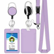 1 件、2/4 件紫色/粉色卡夹，带挂绳，伸缩夹，学生证夹，员工徽章夹，公交卡夹，适合送给朋友、同事、老师、长辈的有意义的新年礼物 - 彩色 - 查看 10
