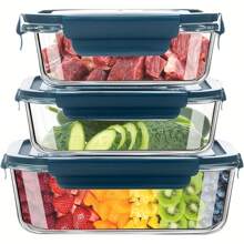 High Borosilicate Glass Food Storage Container, Sealed Vacuum Salad Container With Lock Lid, Microwave And Oven Safe, Dishwasher Safe, Multi-Purpose Kitchen Food Storage And Sorting Box, Suburban Bento Box