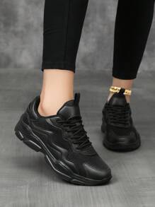 Women's Casual Sports Shoes, Lolita Style, Breathable & Lightweight Running Shoes, Fashionable Casual Trainers, Non-Slip Leather & Mesh Sneakers For Women, Ideal For Outdoor, Party, School