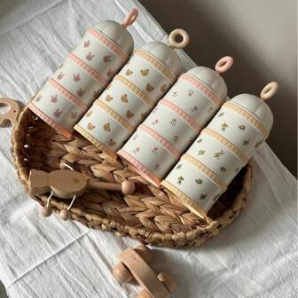 Caja portátil de almacenamiento de leche en polvo para bebés, estilo INS, dispensador de fórmula infantil, recipiente sellado a prueba de humedad con diseño de dibujos animados para alimentos de niños pequeños