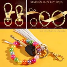 Bộ dụng cụ làm móc khóa, vật liệu thủ công làm móc khóa bao gồm móc khóa, khóa càng cua, vòng chìa khóa và vòng nối để làm móc khóa và bộ dụng cụ làm trang sức 265 món/bộ - Nhiều màu - Xem 6