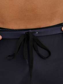 Men's Lightweight Quick Dry Swimming Trunks With Letter Print, Casual Beach Shorts For Swimming, Diving, Holiday - Black - View 10