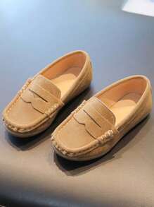 1 Pair Kids Soft Sole Non-Slip Slip-On Casual Loafers, Stitching Design, Suitable For Boys & Girls, Spring & Autumn