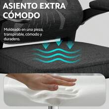 Silla Ergonómica de Oficina Escritorio Ejecutiva Premium, Altura Ajustable con Respaldo de Malla Transpirable, Reposabrazos Abatibles y Asiento Cómodo, OUO TW208 - Plateado - Ver 8