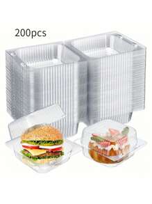 50pcs Portable Plastic Transparent Storage Boxes, Suitable For Packing Cakes, Cookies, Burgers, Salads, Swiss Rolls, And Other Kitchen Foods