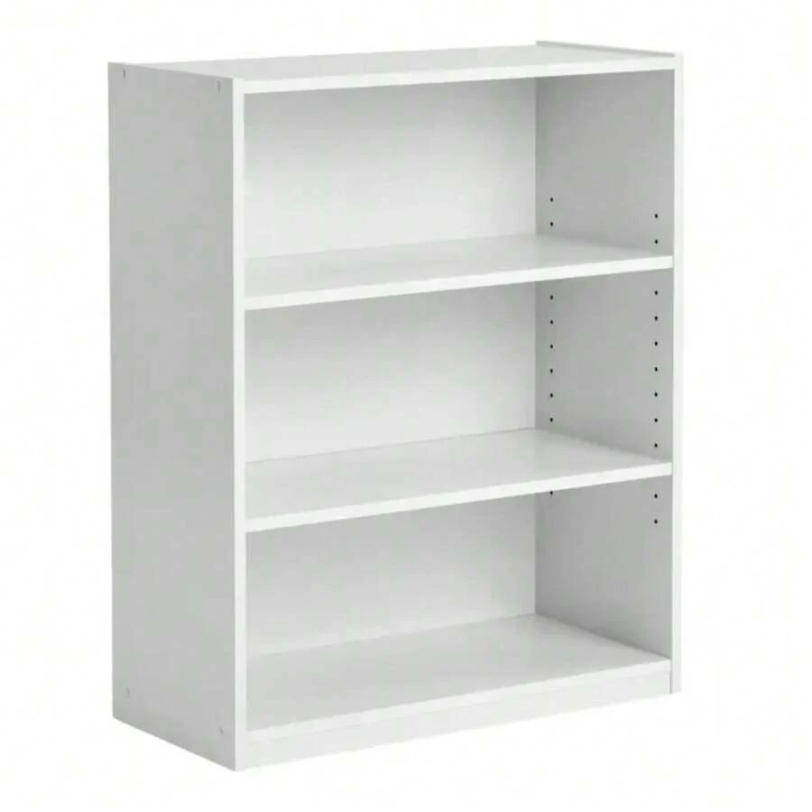 White 3-Shelf Bookcase With Adjustable Shelves For Customized Storage Solutions