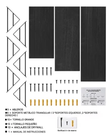 Estantes de pared para decoración de dormitorio, estantes de pared flotantes para sala de estar, almacenamiento de cocina, estantes flotantes de madera rústica montados en la pared para libros,Soportan Hasta 10 Kg, Fácil Instalación(juego de 3) - Negro - Ver 7