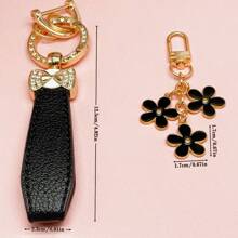 Bowtie & Sakura Duo! 1 Alloy Metal Leather Strap Keychain, Hang Car Keys, Door Keys, Bags – Stylish & Practical!