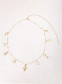 1pc Stylish & Adorable Starfish, Seahorse, Mermaid Tail, Shell, Turtle Pendant Gold Color Women's Waist Chain, Suitable For Daily Wear, Beach Vacation, Music Festival, Date Night