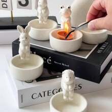 1 件可爱刺猬雕像、烛台、烛台、装饰品、工艺品学校用品、返校 - 白色 - 查看 6