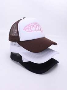 1 chiếc mũ bóng chày rỗng chữ mới cho nữ, mũ lưới màu tương phản, mũ lưỡi trai chống nắng thời trang dạo phố - nhiều màu - Xem 3