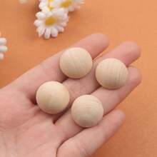 10/20/40 piezas Bolas de madera semiesféricas sin terminar, naturales, utilizadas para proyectos DIY, suministros artesanales y accesorios de decoración del hogar - Beis - Ver 3