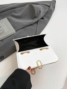 Fashionable Commuter Messenger Bag, Retro Minimalist Shoulder Bag, 2025 New Crossbody Bag For Women, Small Niche Chain Square Bag - White - View 7