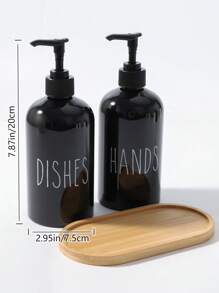 GAONLY 2Pcs Hand And Dish Soap Dispenser Set By - Kitchen Soap Dispenser Set With Tray - Bamboo Soap Dispenser For Kitchen Sink - Boho Kitchen Decor, Modern Decor (Black/White) Home Bathroom Decor Fall Decor Back To School - Black With Tray - View 9