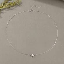 1 件简约 925 纯银星形吊坠项链，小巧优雅闪亮时尚百搭，适合日常休闲佩戴和与朋友聚会 - 銀色 - 查看 5