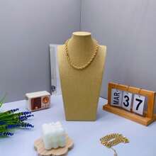 Premium Yellow Linen H-Shaped Human Model Bust Display Stand - Jewelry Necklace Storage Hanger, Suitable For Jewelry, Gold Exhibit Base, Neck Decor Accessory Portrait Storage Display Rack