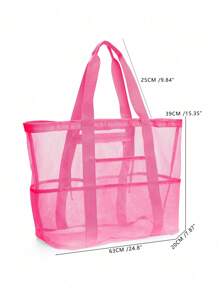 Hollow Polyester Mesh Beach Bag Large Capacity Travel Washing Bag Swimming Storage Bag Minimalist Mesh Beach Bag, Mother's Day Gift For Mom