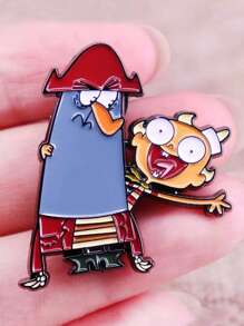 1pc Geometric Cartoon Character Quote Decorative Brooch, Zinc Alloy Material For Bag, Clothing, Accessory - A - View 3