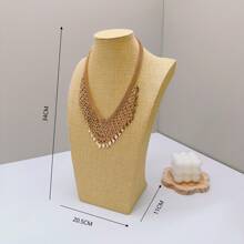 Premium Yellow Linen H-Shaped Human Model Bust Display Stand - Jewelry Necklace Storage Hanger, Suitable For Jewelry, Gold Exhibit Base, Neck Decor Accessory Portrait Storage Display Rack