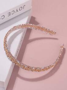 1件装女孩时尚水钻链条发箍，优雅百搭 - 金色 - 查看 5