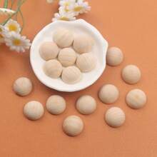 10/20/40 piezas Bolas de madera semiesféricas sin terminar, naturales, utilizadas para proyectos DIY, suministros artesanales y accesorios de decoración del hogar - Beis - Ver 2