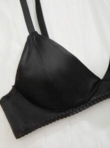 性感时尚女士内衣套装，包括胸罩和丁字裤，展现女性魅力 - 黑色 - 查看 3