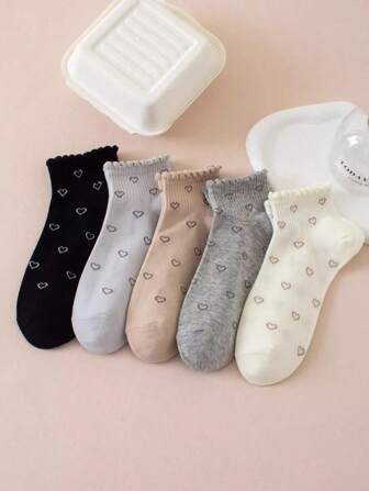 5 pares de calcetines cortos de estudiante, versión coreana de celebridades en línea, japonés, con absorción de sudor y transpirables, para la primavera