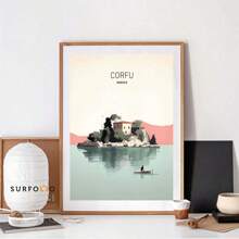 1 pièce Œuvre murale vintage minimaliste rétro, affiches des villes célèbres de différents pays, décoration pour dortoir et maison sans cadre