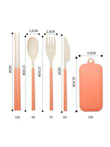 Juego de vajilla reutilizable de paja de trigo personalizado, gran regalo para hijo, hija, padres, abuelos, amigos, novia, compañeros de trabajo - Multicolor - Ver 11