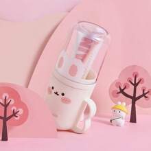无味旅行牙刷盒和漱口杯套装 - 便携式，塑料牙膏杯，可爱兔子设计，浴室漱口杯，节省空间的随身卫生解决方案，适合商务旅行和度假 - 彩色 - 查看 4