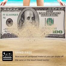 1pc Microfiber Dollar & Euro Print Beach Towel, Absorbent Beach Robe/Scarf For Pool, Beach Back To School