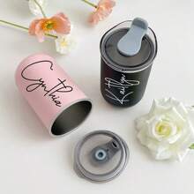 1pc Customized Stainless Steel Travel Mug - Double Wall Insulated Coffee Cup With Personalized Name, Elegant Matte Finish, Reusable, Multifunctional, Decorative, Fashionable, Refined, High Quality, Personalized, Unique, Suitable For Men, Women, Boyfriend, Girlfriend, Father, Mother, Family, Friends, Son, Daughter, Students, Employees, Office, Tea Room, School - Nhiều màu - Xem 5
